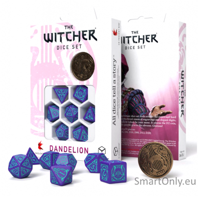 The Witcher Dandelion kauliukų rinkinys violetinės ir turkio sp