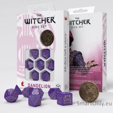 The Witcher Dandelion Viscount de Lettenhove kauliukų rinkinys violetinės ir auksinės sp