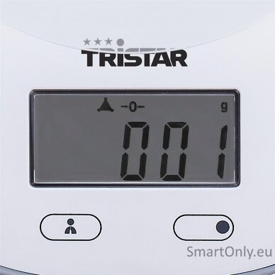 Tristar KW-2445 Kitchen scale, White Tristar Kitchen scales KW-2445 Maximum weight (capacity) 5 kg Graduation 1 g Display type LCD White 3