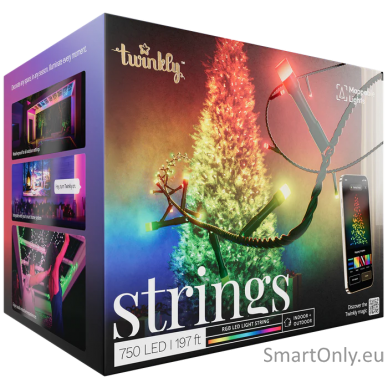 Twinkly Strings Smart LED 750 RGB (Multicolor), 60m, Black wire|Twinkly