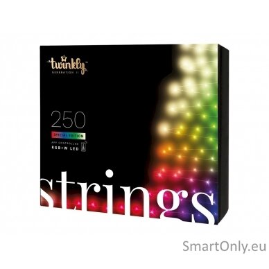 Twinkly Strings Smart LED Lights 250 RGBW (Multicolor + White), 20m, Black wire 2