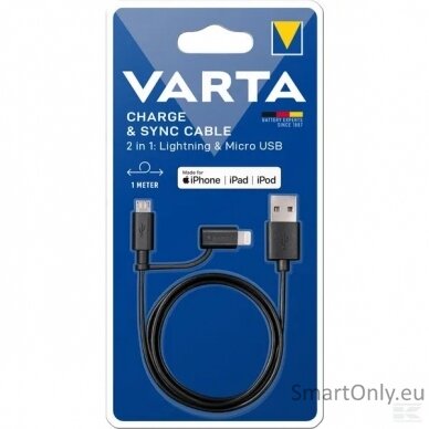 Varta Charge & sync cable 2in1: Lightning & Micro USB 57943 laidas