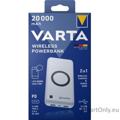 Varta Wireless Power bank-charger Energy 20000mAh 57909 išorinė baterija (powerbank)-pakrovėjas