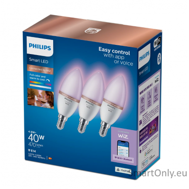 WiZ Philips Smart WiFi Candle C37 E14 4.9W 470Lm RGB, 3pcs pack Wizarding World 1