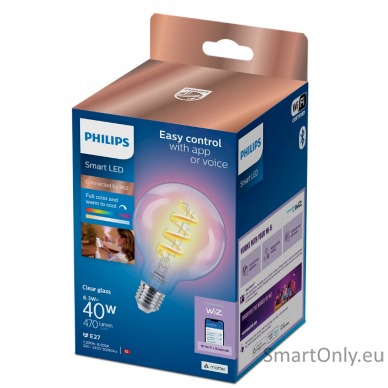 WiZ Philips Smart WiFi Filament Clear G95 E27 6.3W 470Lm RGB Wizarding World 1